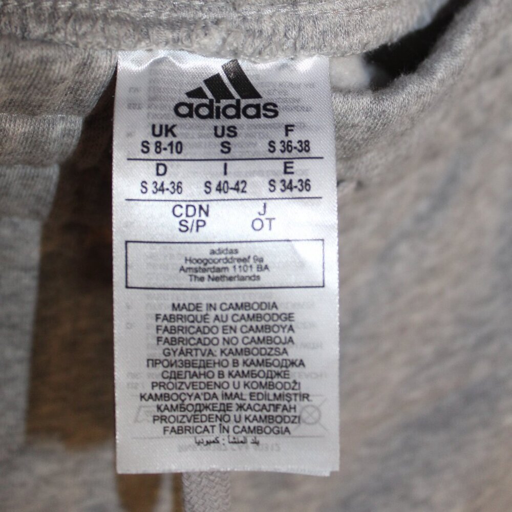 adidas light gray women's 3-Stripe cotton fleece sweatpant jogger with pockets S - Picture 4 of 6